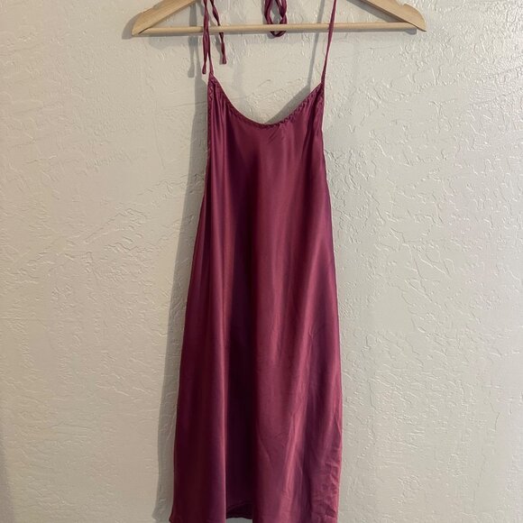 NWT Free People Bundle of Champagne & Pink Silky Slip Halter Dresses - Picture 2 of 14